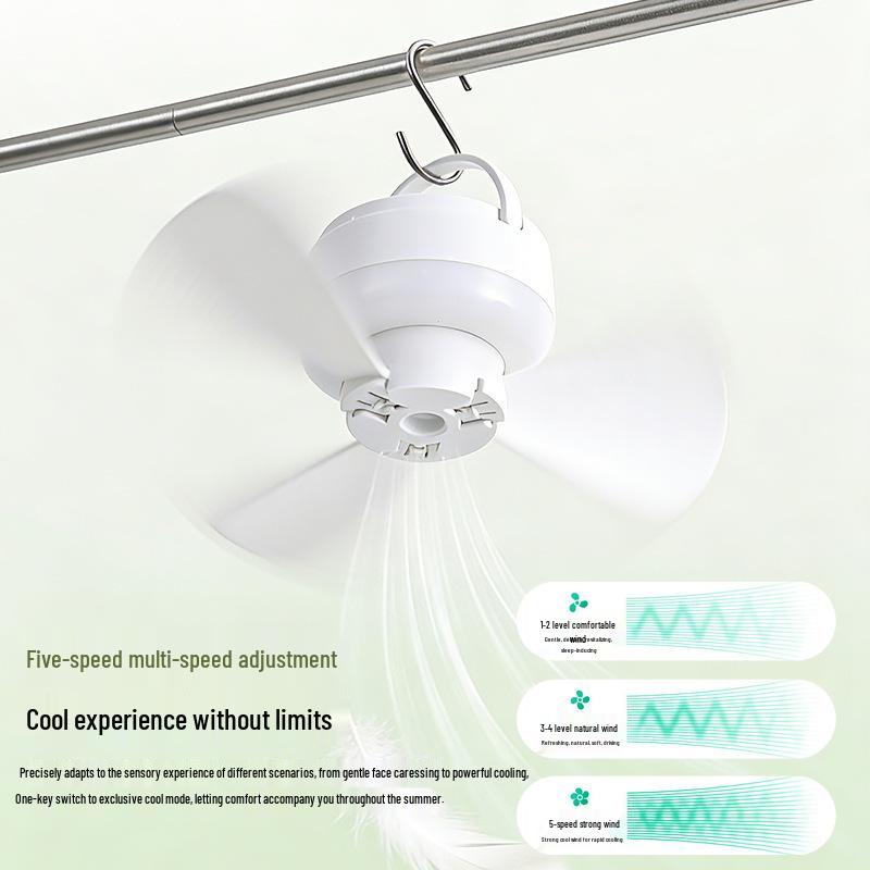 Smart USB Rechargeable Fan with Night Light for Dorms and Camping