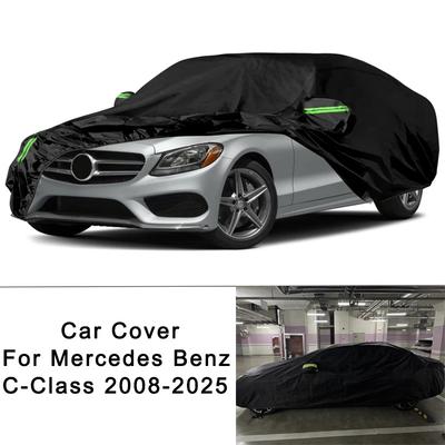 Водонепроницаемые чехлы для автомобиля Mercedes Benz C-Class C250 2008-2025 для защиты от снега, дождя, пыли с ветрозащитными ремнями
