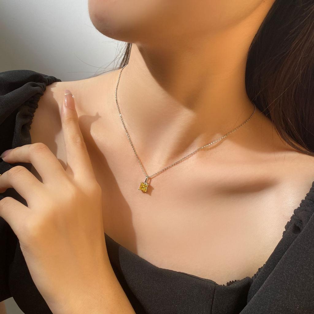 Gica Gema Подвески с высокоуглеродистыми бриллиантами, ожерелья, стерлинговое серебро 925 пробы, 1 карат, цвет драгоценного камня, романтические ювелирные изделия, подарки для свадебной вечеринки, новая тенденция