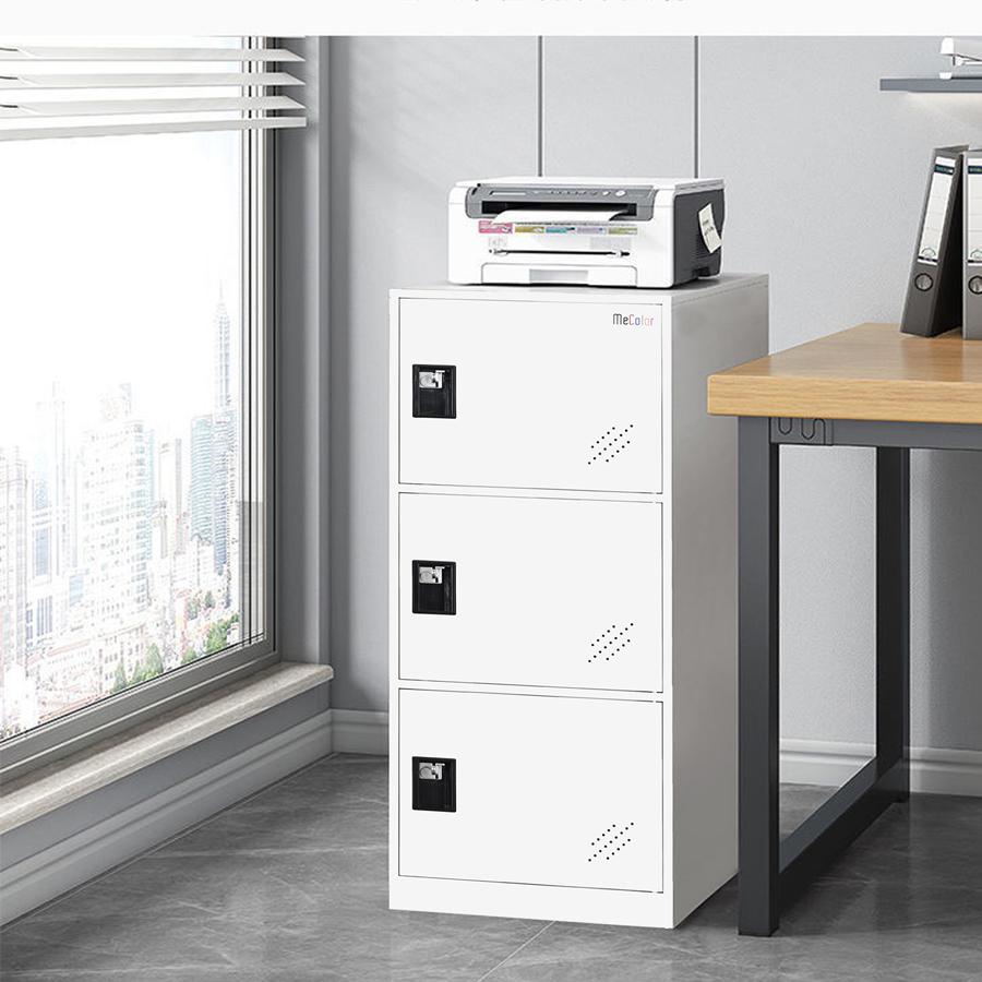 MECOLOR Vertical Single Tier Small Locker with Padlock Latche 2 or 3 Compartment Storage for Employee,Home,Office,School,Kids