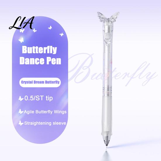 Cute School Supplies for Students Translucent Butterfly Gel Pen, 0.5mm Smooth Writing Retractable Aesthetic Desk Accessories Comfortable
