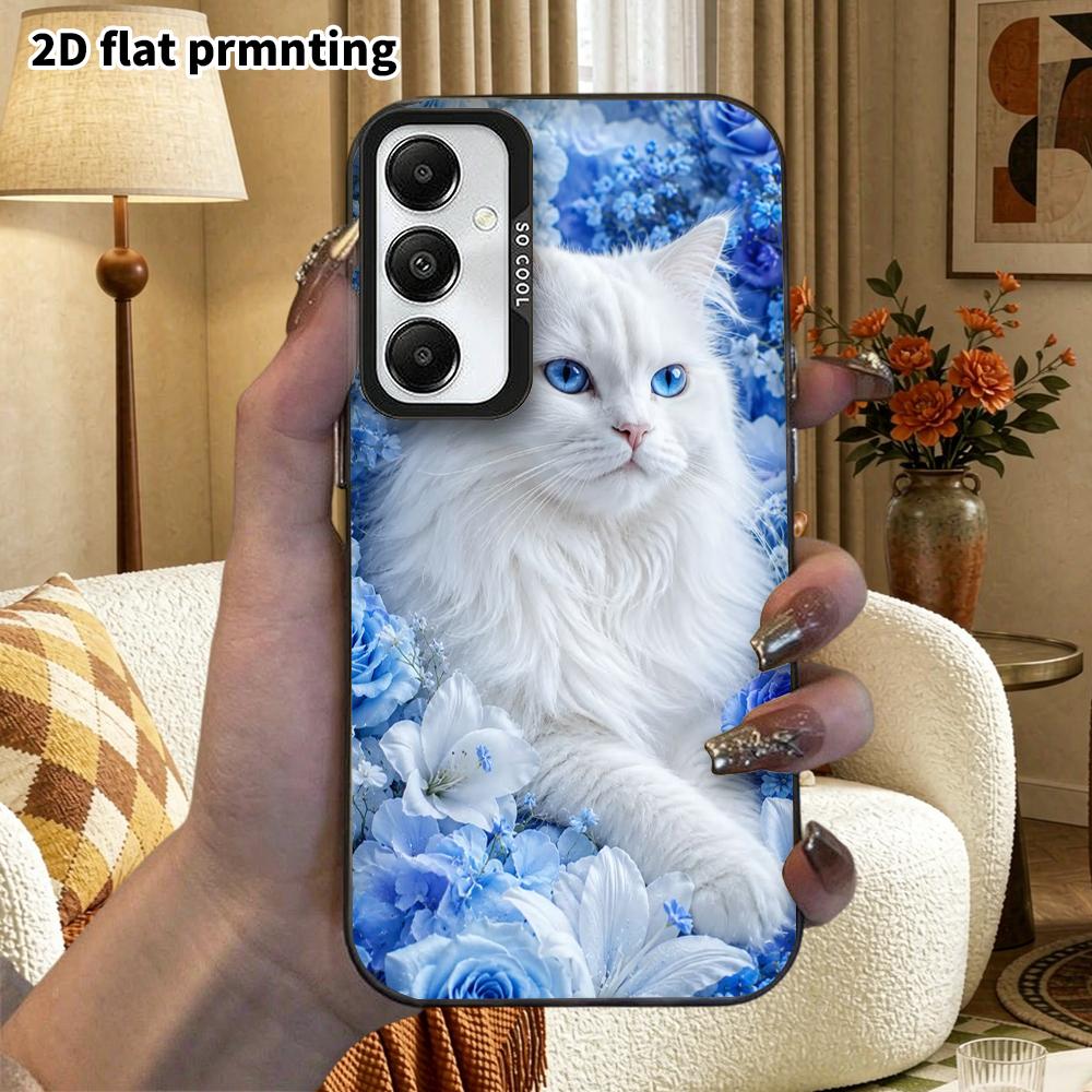 Чехол для телефона: 2D Плоский Защитный Чехол для Samsung Galaxy A34 A35 M05 M06 S20 S22 S21 FE Plus 5G, Стиль для Пары, Белый Кот с Длинными Волосами, Рождество и Хэллоуин