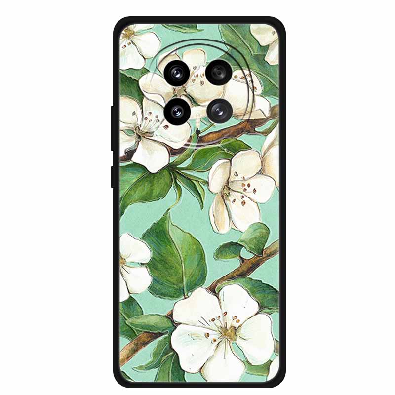 Чехол для телефона Honor Magic8 2025 Мягкий Черный Силикон 3D Тиснение Цветок Задняя Крышка На Honor Magic 8 5G Чехол Coque Ударопрочный Funda