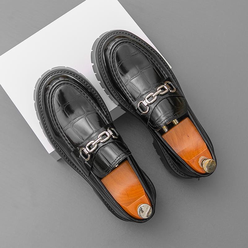 Высококачественные мужские туфли дерби из крокодиловой кожи, удобная толстая подошва, весенние мужские ретро шнуровка, деловые повседневные кожаные туфли