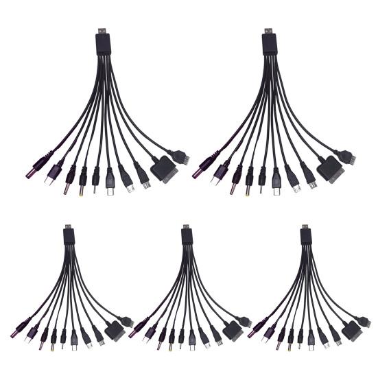 Кабель для зарядки 10-в-1 для нескольких устройств, 23 см, ПВХ, не запутывающийся шнур, универсальный высокопрочный кабель для передачи данных для большинства телефонов