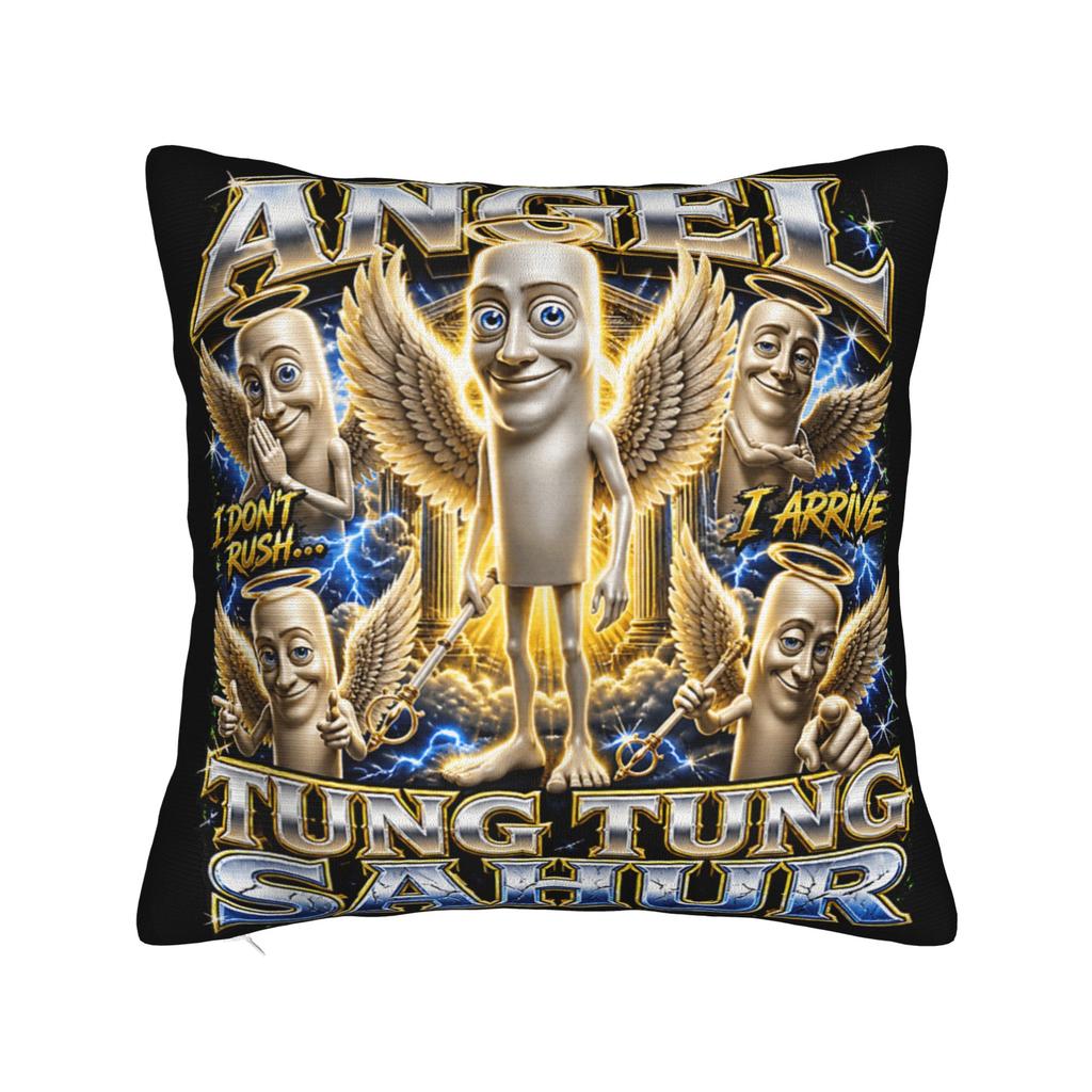 Funny Tung Tung Tung Sahur Italian Brainrot Meme Pillow Cover Comfy Cushion Cover Funny Pillow Case For Wedding Party Home Decor