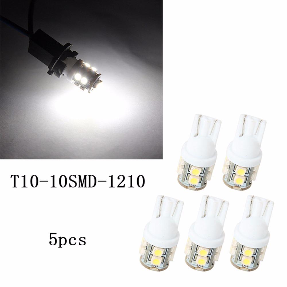 5 штук 10SMD 1210 194 168 192 W5w SMD купольные индексные автомобильные светодиодные лампы клиновидные белый свет DC12V авто сигнал стоп-сигнал