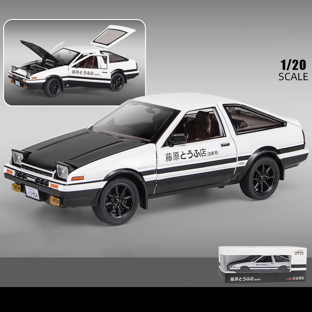 1:20 Toyota AE86 Начальная модель автомобиля D, игрушечный автомобиль из цинкового сплава со звуком и светом для детей, подарок для мальчиков и девочек