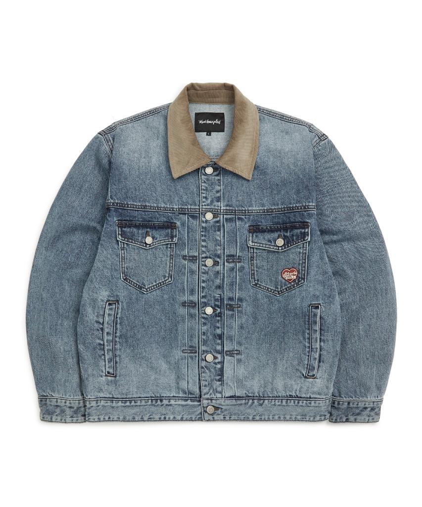 Mark Gonzales Heart Collection Washed Denim Jacket - L/Blue