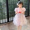 Летнее платье для девочек, сетчатая юбка с короткими рукавами, юбка принцессы для малышей