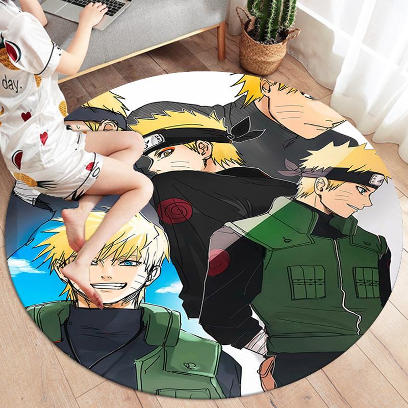 Naruto Evolution Round Area Rug Carpet Rug For Living Room Bedroom Sofa Playroom Decor Nonslip Floor Mat