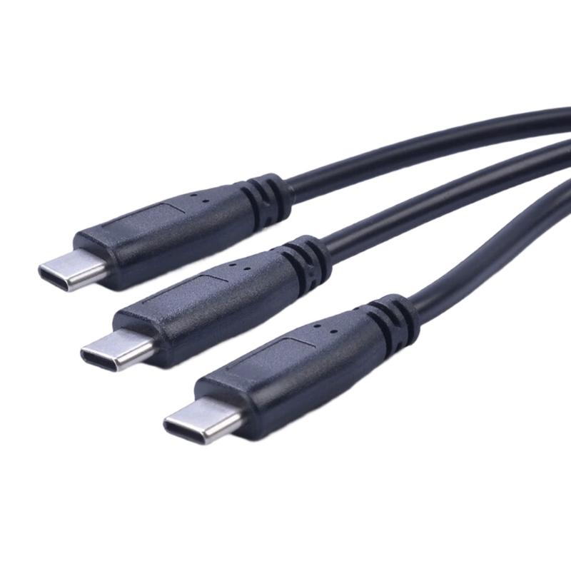 Поворотный на 180 градусов Type-C удлинитель, 1 штекер на 3 штекера, USB-кабель, адаптер питания, разветвитель для смартфона