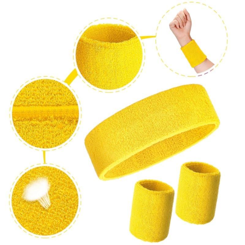 Sports Headband and Wrist Strap 3-piece Set, Sports Football Sweat Absorber, Girl's Headband and Wrist Sweatband