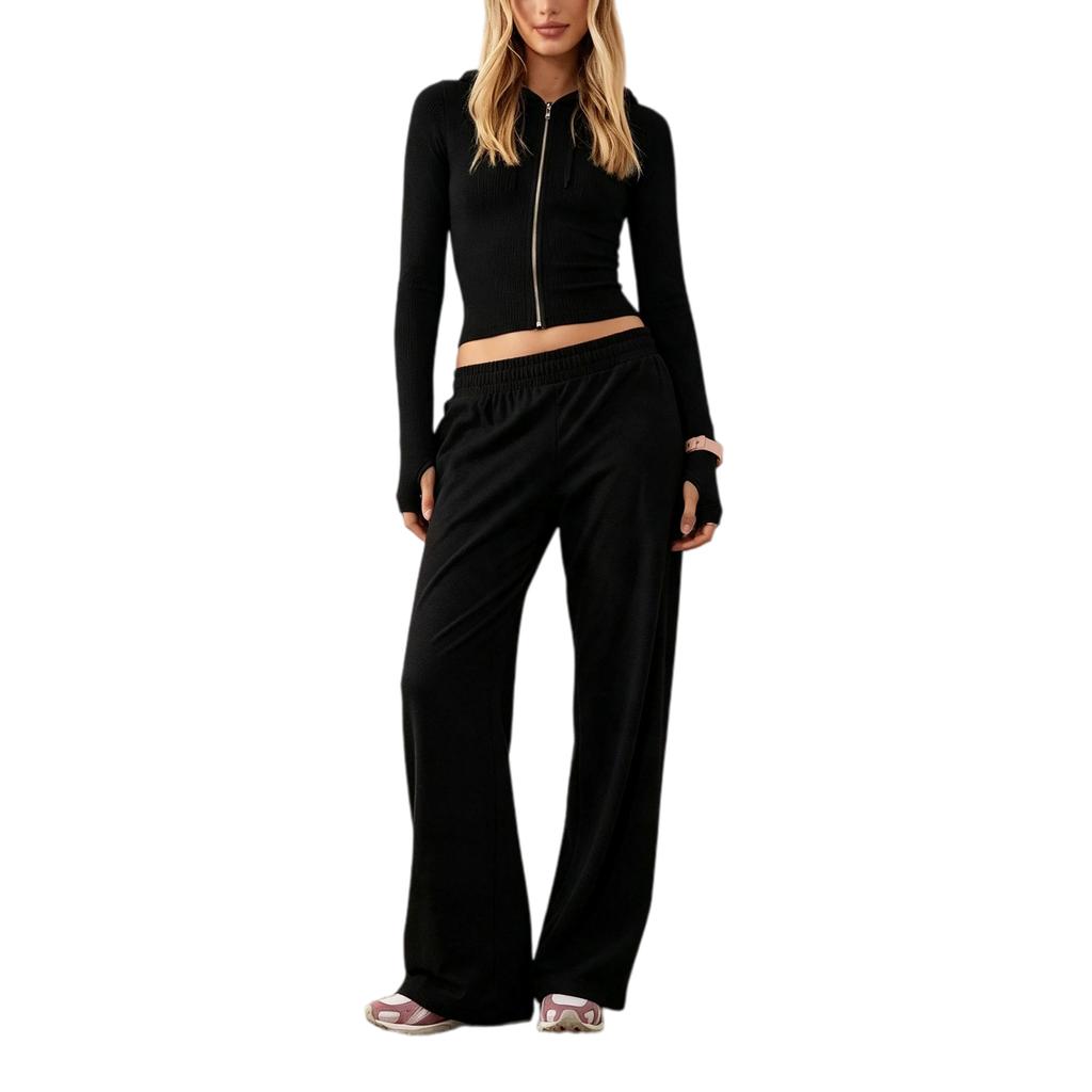 Женский повседневный комплект: худи с капюшоном разных цветов и узкие брюки