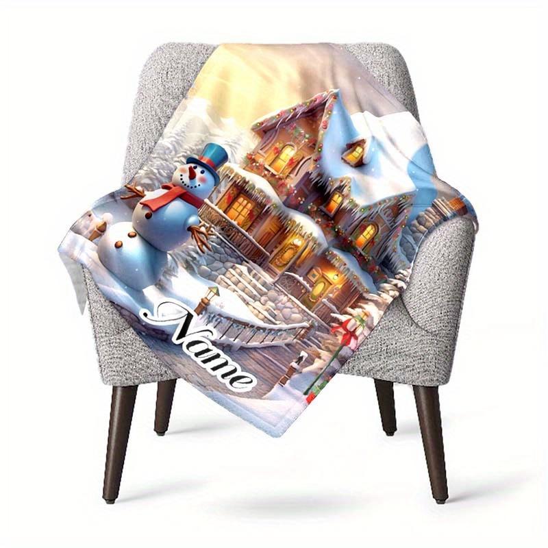 Merry Christmas Tree Customized Your Name Blanket Warm Comfortable Soft Blanket For Chair Office Sofa Bed Sofa Office Camping Suitable For Gifting