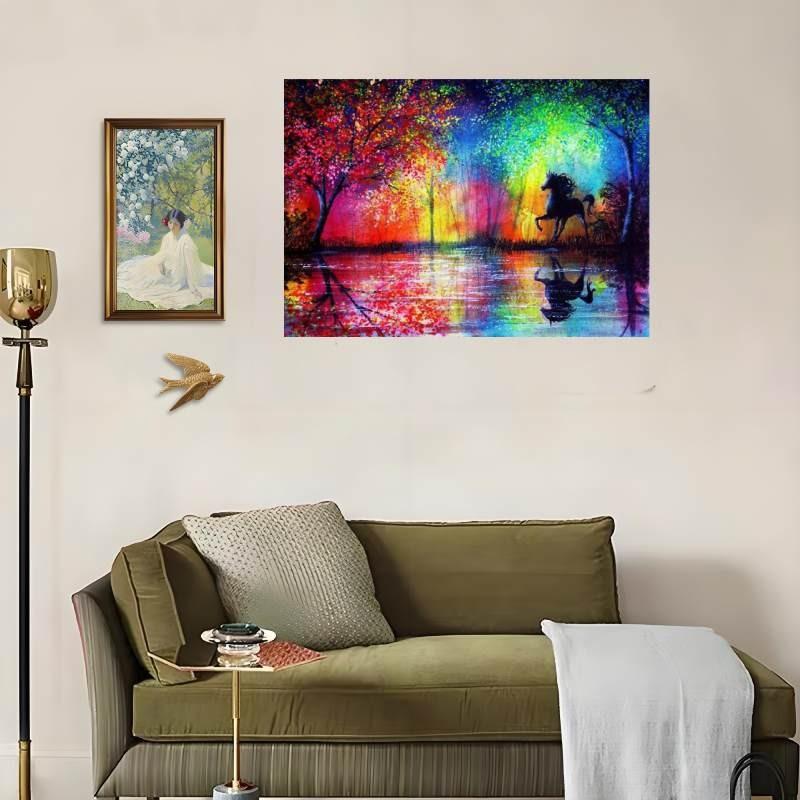 Холст Лошадь Настенное Искусство Живопись Животных с Технологией Распыления Для Декора Гостиницы и Кафе