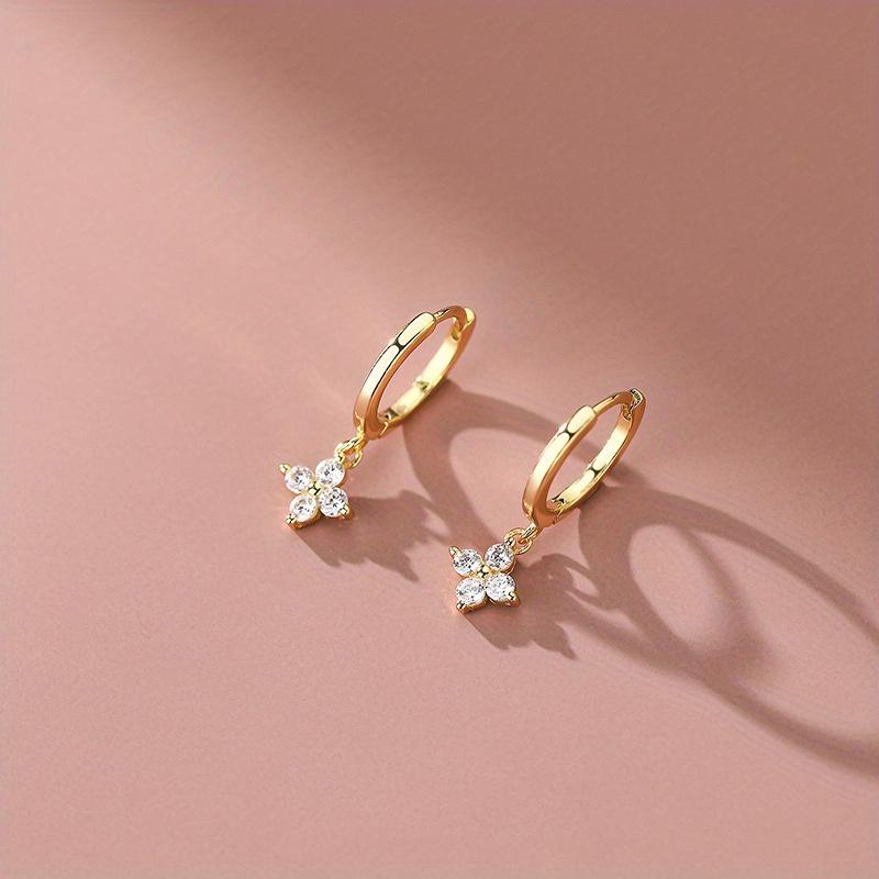 1 Pair of Sparkling Zircon Decorated Earrings, Exquisite and Luxurious Jewelry Suitable for Daily Leisure Weddings, Parties, and Gifts