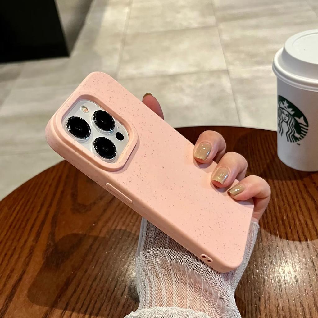 Eco Biodegradable Wheat Straw Soft Phone Case For iPhone 17 Air 16 E 15 14 Plus 13 12 Mini 11 Pro Fashion Matte Shockproof Cover
