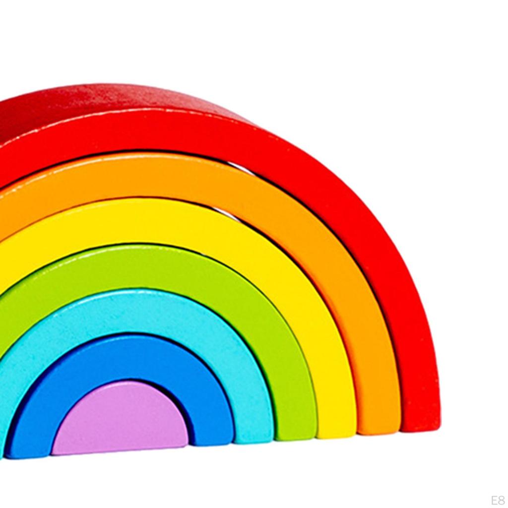 Wooden Rainbow Stacker Arch Bridge Playset Stacking Toys for Activity Boy