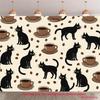 2D Flat Design, 1 Piece with a Black Cat Coffee Cup Pattern, Suitable for Party Photography and Indoor/outdoor Scenes