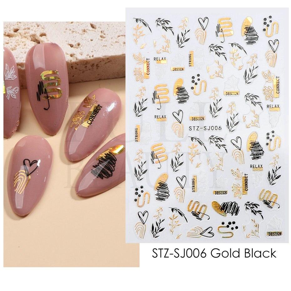 Полоски граффити, наклейки для ногтей для женщин, украшения для дизайна ногтей, розовое золото, абстрактная линия, весенний 3D слайдер для маникюра, лака для татуировок