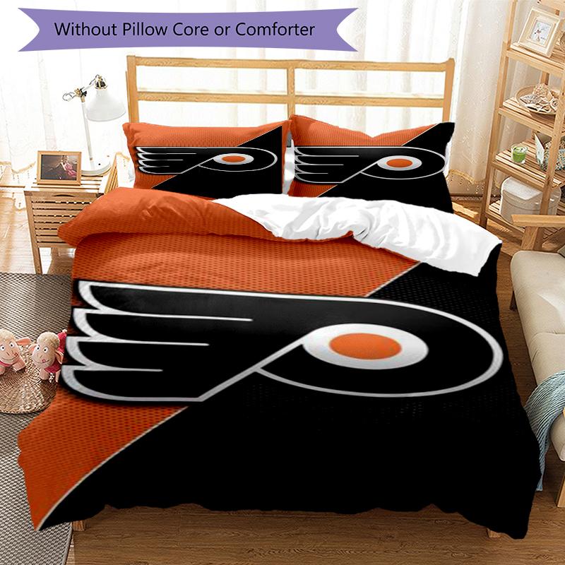 Flyers Hockey Team Design Bed Bedding Set 1 Duvet Cover + 2 Pillowcases Soft Breathable Household Bed Linens