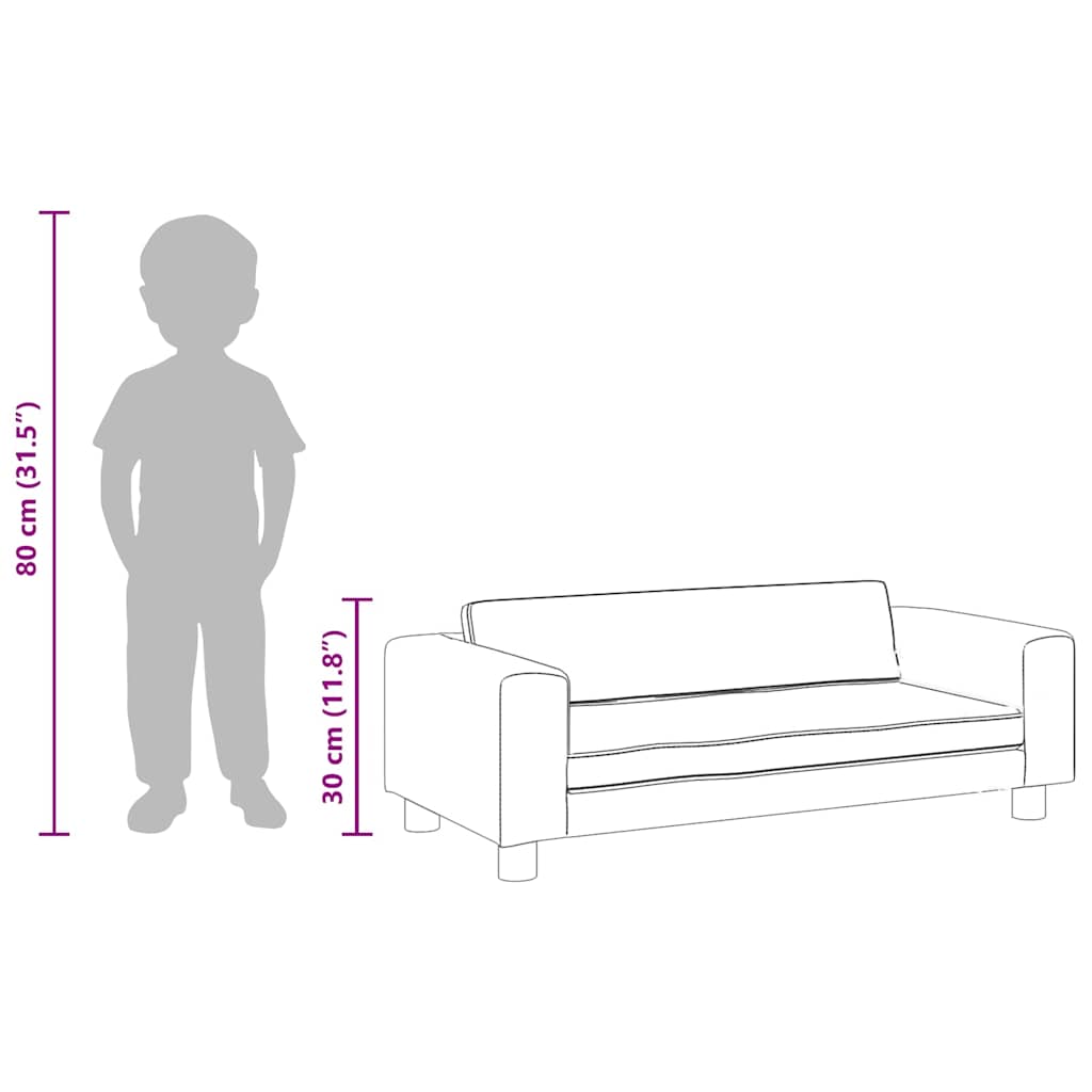 Kids Sofa with Footstool Cream 100x50x30 cm Velvet