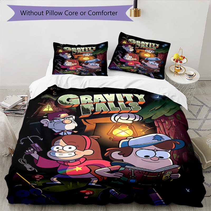 3pcs Gravity Falls Bedding Set Duvet Cover Closure Includes 1 Duvet Cover & 2 Pillowcases, Soft and Comfortable for All Seasons.