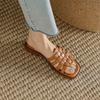 Модные сандалии из натуральной кожи в римском стиле, женские летние уличные туфли, верхняя одежда, плоские плетеные мягкие кожаные шлепанцы для женщин