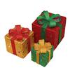 3 шт./набор Рождественские светящиеся подарочные коробки Светодиодная подсветка Штабелируемая вкладываемая коробка с бантом для Рождества Внутреннее Наружное Домашний Двор Газон Декор