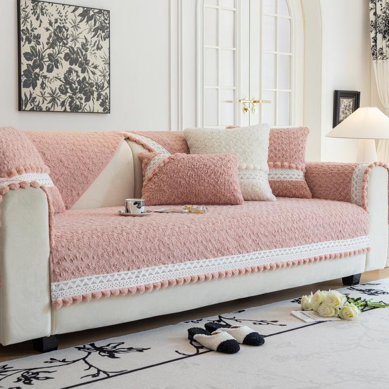 Cream Wind Plush Sofa Cushion, Universal In All Seasons, Non-Slip Seat Cushion, Light French All-Inclusive Leather, Sofa Cover, Towel Cover Cloth