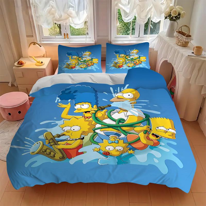 3Pcs Simpsons Family Adventure Bedding Sets For All Sizes New 3D Printed Bed Cover Comforter Duvet Cover Pillowcase Bedroom Decoration