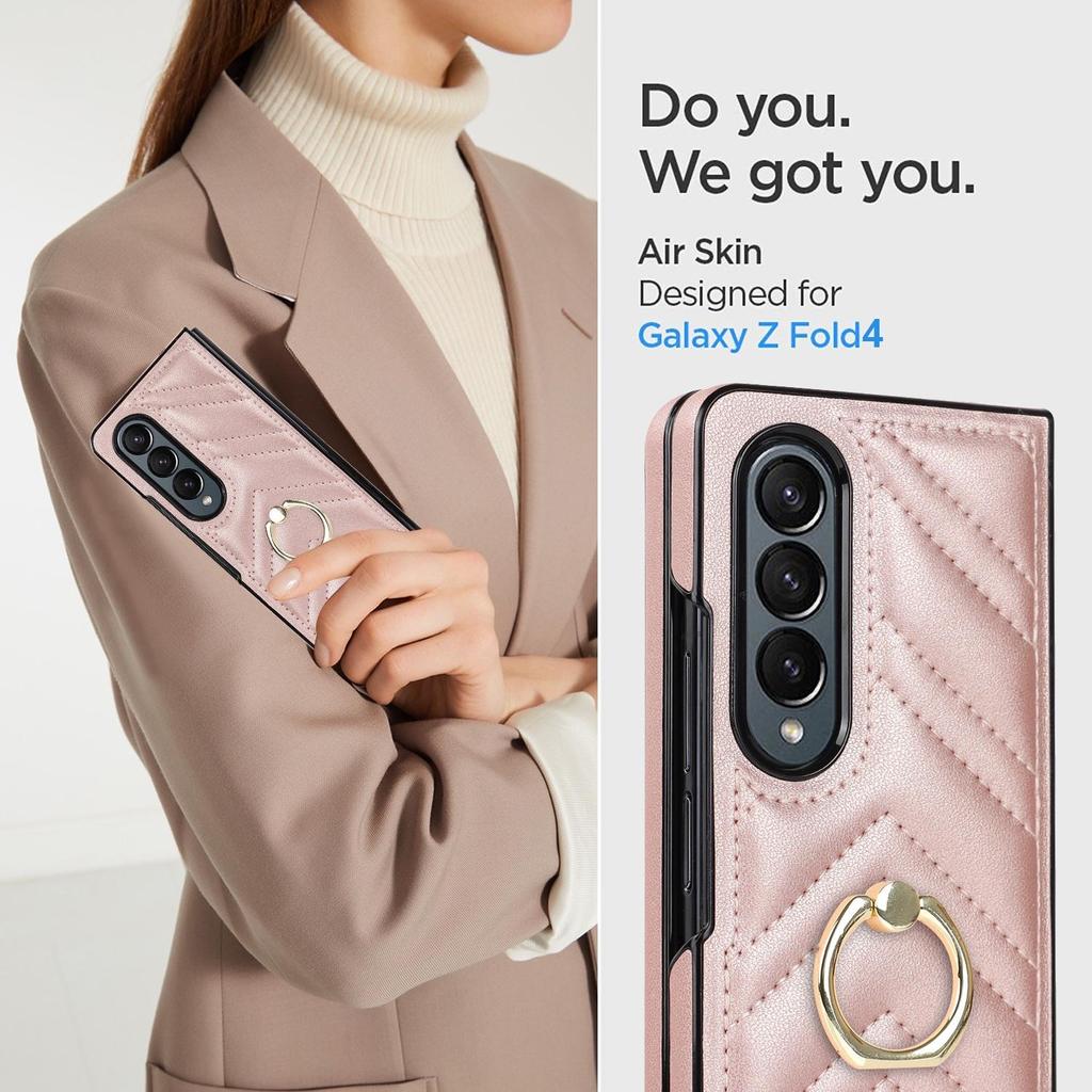 Модный кожаный чехол для телефона с кольцевым кронштейном для Samsung Galaxy Z Fold 4, чехол Z Fold 3, складной экран, защитный чехол от падения