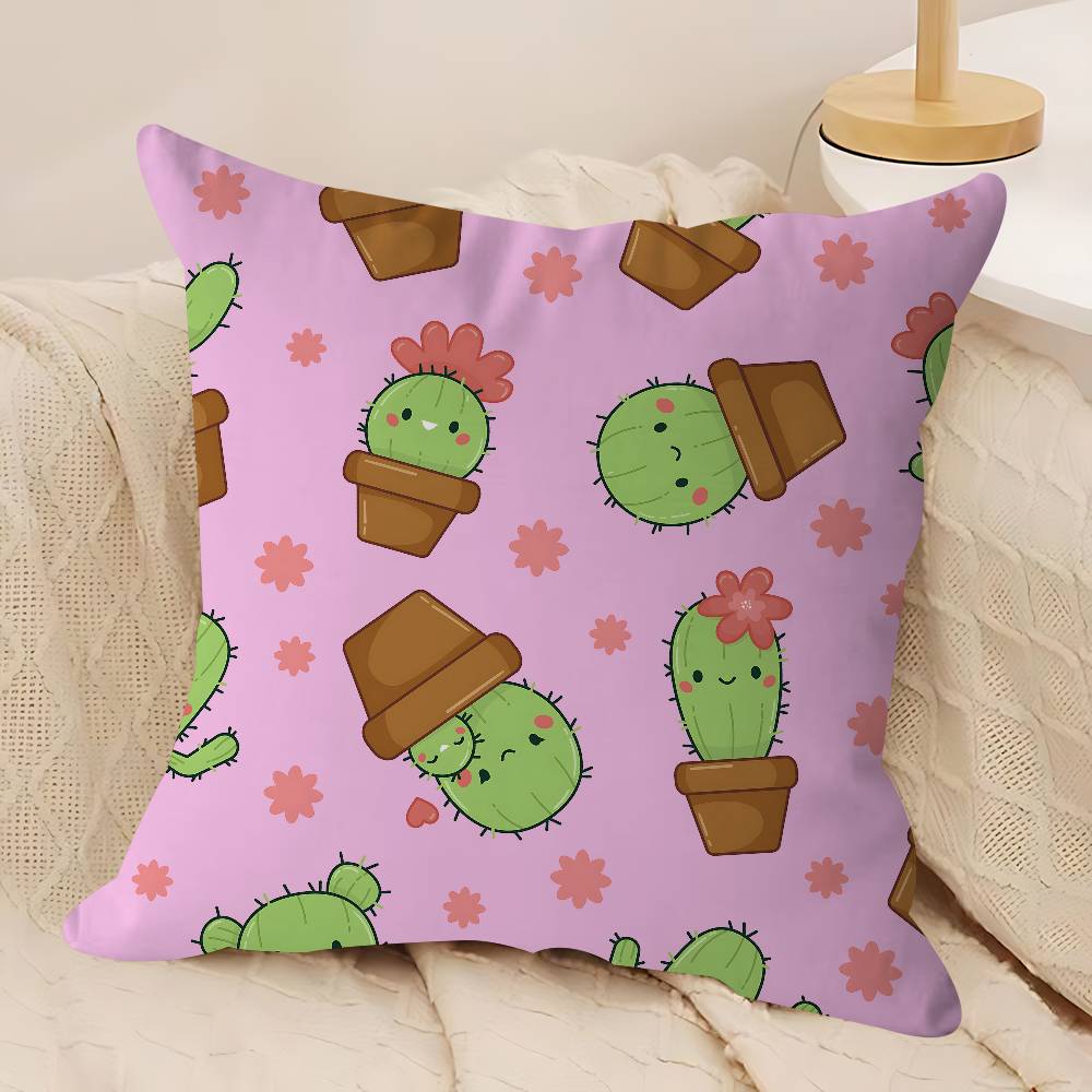 Cute Cartoon Succulent Pillow Gifts Home Office Furnishings Bedroom Sofa Car Cushion Cover Case 45x45cm