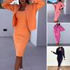 2 шт./комплект женский пальто платье комплект однобортный круглый вырез длинный рукав куртка облегающее платье-комбинация осеннее платье миди комплект куртка OL коммутационная одежда