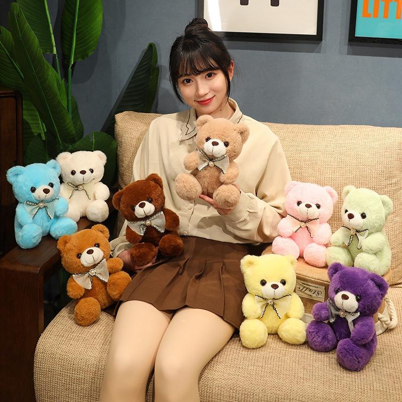 Маленький цветной сидячий плюшевый мишка, кукла, плюшевая игрушка, мишка для обнимашек, кукла для детей для успокоения