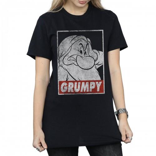 Snow White And The Seven Dwarfs Womens/Ladies Grumpy Poster Cotton Boyfriend T-Shirt