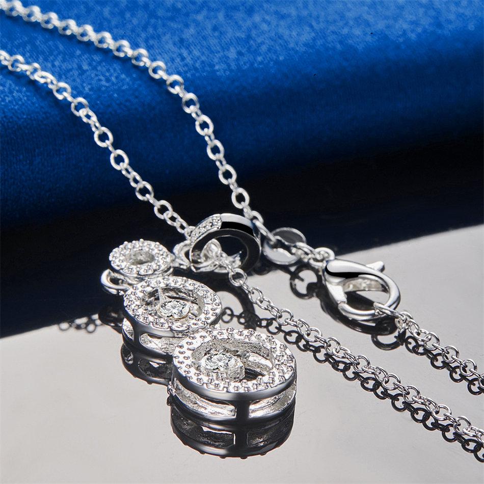 Изысканное серебряное (925 пробы) колье-подвеска с 3 круглыми цирконами, длина 16-30 дюймов, женские свадебные аксессуары, модные украшения
