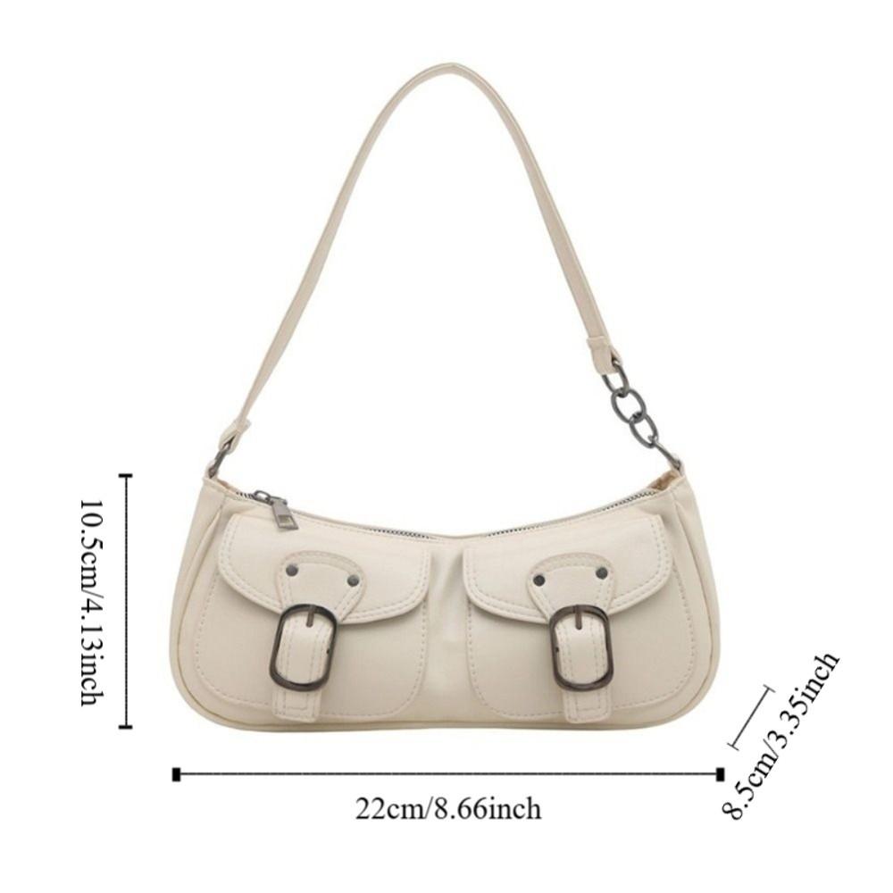 Vintage Pu Leather Shoulder Bag Y2k Zipper Handbag Chic Women's Armpit Bag Hobo Bag