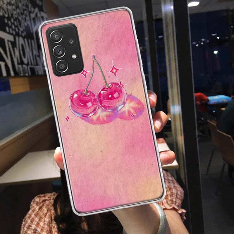 Чехол-бантик с вишней для Samsung A54 A57 A37 A17 A14 A15 A12 A24 A34 A55 A35 A25 A52S A07 A05S A04S A22 A32 A72 Galaxy Note 20