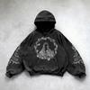 Ретро Готический Графический Принт Хип-Хоп Худи для Мужчин Y2k Гранж Панк Повседневный Свободный Пуловер Женский Уличный Свитшот Худи