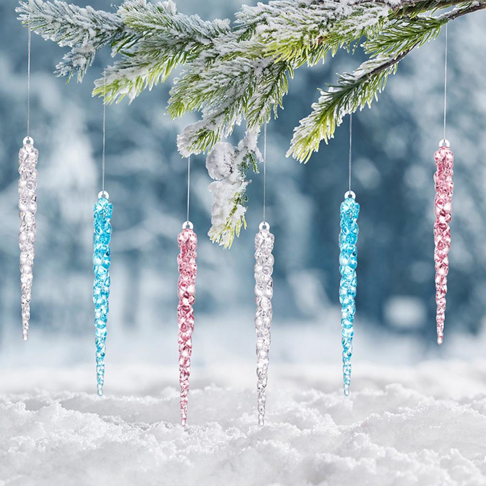 12 шт. Кристально чистые елочные украшения, имитация сосулек, подвесные украшения для елки Для праздничного и зимнего декора вечеринки