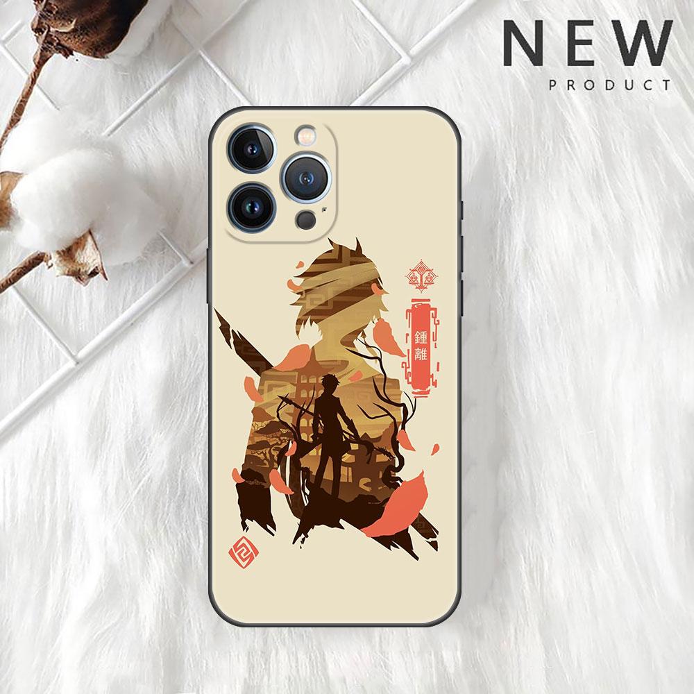 Чехол Funda для Apple iPhone 14 11 13 7 12 Pro 7 XR XS Max 8 Plus 6 14Pro 13Mini, черный мягкий чехол для телефона, аниме Genshin Impact, милый чехол