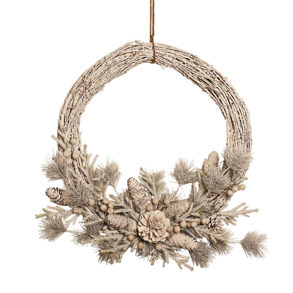 45cm White Frosted Wreath