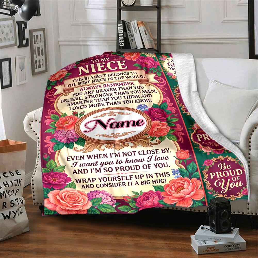 Love Pride Niece'S Blanket Message Customize Your Name Blanket Soft And Comfortable It'S The Perfect Gift For Family Friends Or Loved Ones Suitable