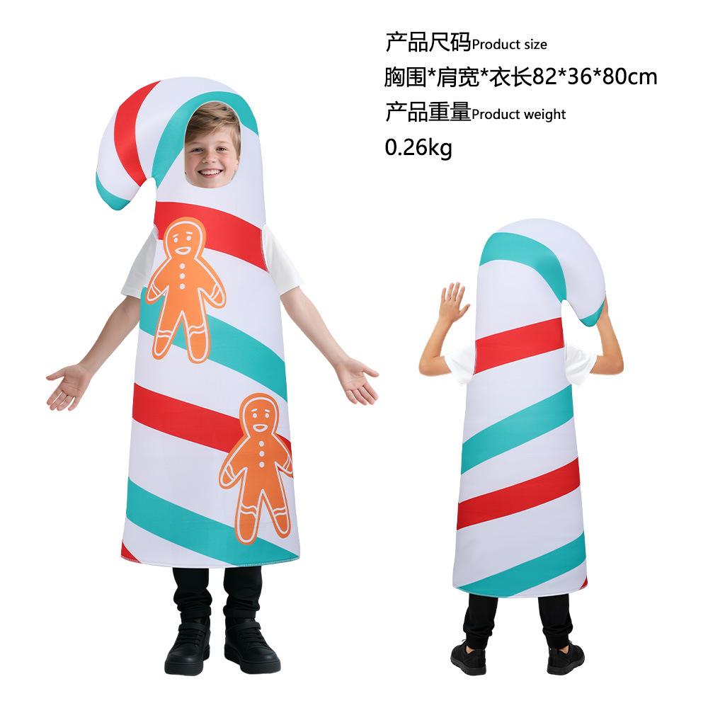 Santa costume Children's Christmas costume Candy cane gift box Party costume
