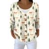 Women's Fashion Long Sleeve Christmas Snowman Snowflake Print Jacket Cardigan