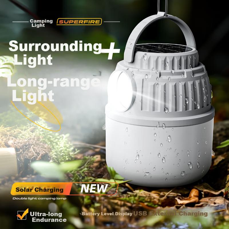 SupFire Outdoor Rechargeable Camping Light, Solar Lantern, Tent Light, Emergency Equipment, Hanging Lamp, Power Outage Home Use