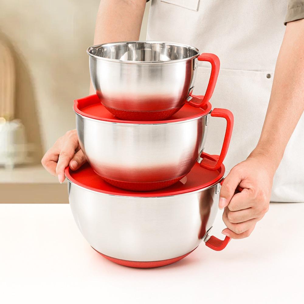 Чаша для взбивания яиц из нержавеющей стали, мерная салатница, многофункциональная миска для смешивания, фрукты