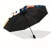 1pc Cats Flowers Automatic Umbrella - Auto Open/Close Folding Umbrella with Reinforced 8-Rib Frame, 102